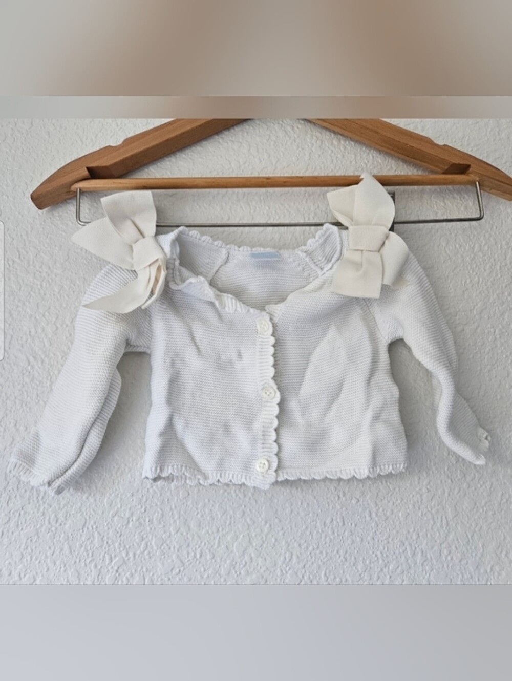 edgehill collections cardigan 100% cotton with large bows, 3 months